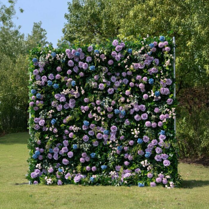 Artificial 3D Purple Flower Wall for Elegant Wedding Decor