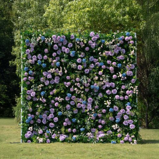 Artificial 3D Purple Flower Wall for Elegant Wedding Decor