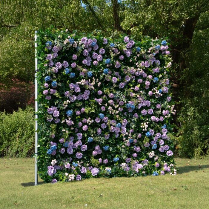 Artificial 3D Purple Flower Wall for Elegant Wedding Decor