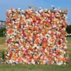 Bright and Vibrant 5D Artificial Flower Wall with Orange and Yellow Blooms for Garden Parties