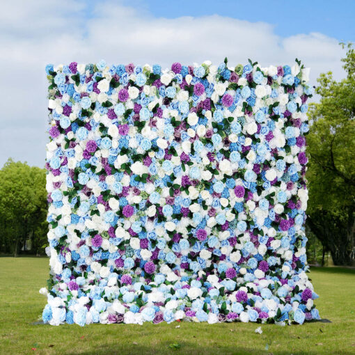 Cool-Toned Blue and Purple Floral Wall for Weddings and Luxury Event Decor