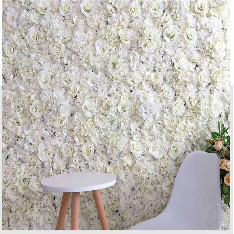 Elegant 3D White Rose Flower Wall with Minimalist Sophistication for Ceremonies