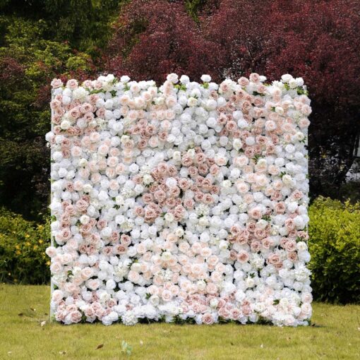 Elegant 5D Blush Flower Wall for Garden Wedding Backdrops