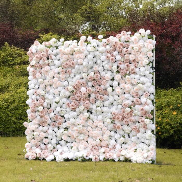 Elegant 5D Blush Flower Wall for Garden Wedding Backdrops