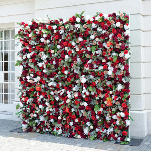 Elegant 5D Red Rose Flower Wall for Christmas Weddings