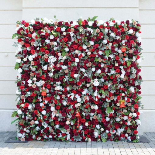Elegant 5D Red Rose Flower Wall for Christmas Weddings