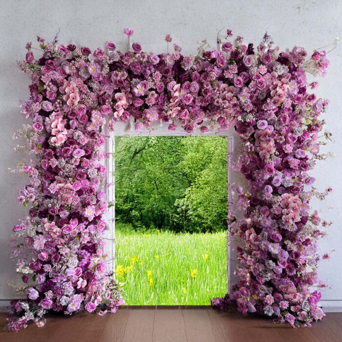 Elegant Purple Roses Flower Arch for Parties and Events
