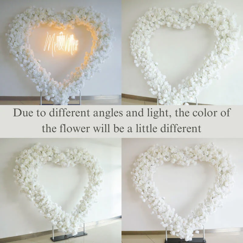 Elegant White Rose Heart Backdrop for Engagement Proposals and Weddings