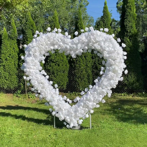 Elegant White Rose Heart Backdrop for Engagement Proposals and Weddings
