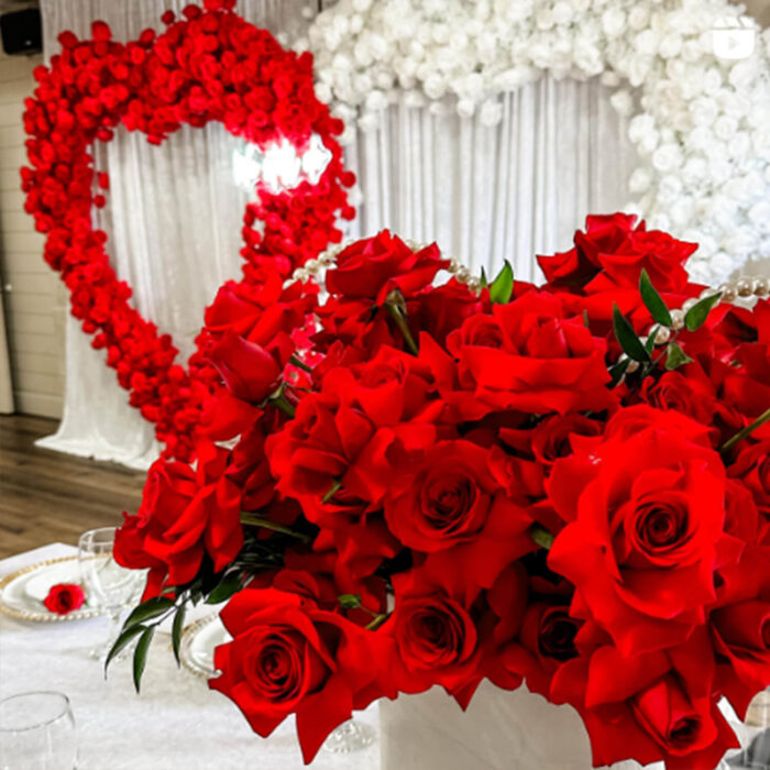 Elegant White Rose Heart Backdrop for Engagement Proposals and Weddings