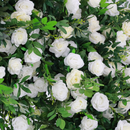Elegant White Rose and Green Leaf Arch for Wedding Ceremony and Party Décor