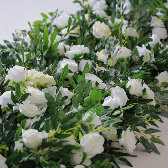 Elegant White Rose and Green Leaf Arch for Wedding Ceremony and Party Décor