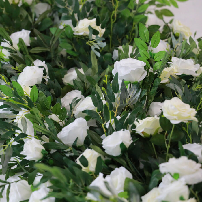 Elegant White Rose and Green Leaf Arch for Wedding Ceremony and Party Décor