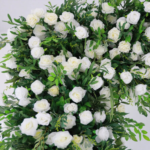 Elegant White Rose and Green Leaf Arch for Wedding Ceremony and Party Décor
