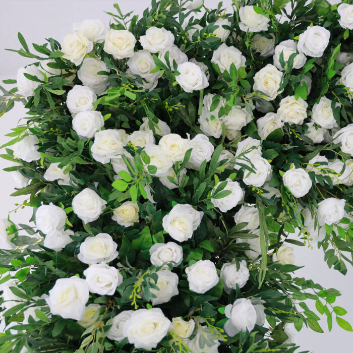 Elegant White Rose and Green Leaf Arch for Wedding Ceremony and Party Décor