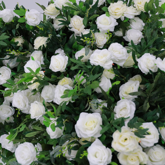 Elegant White Rose and Green Leaf Arch for Wedding Ceremony and Party Décor