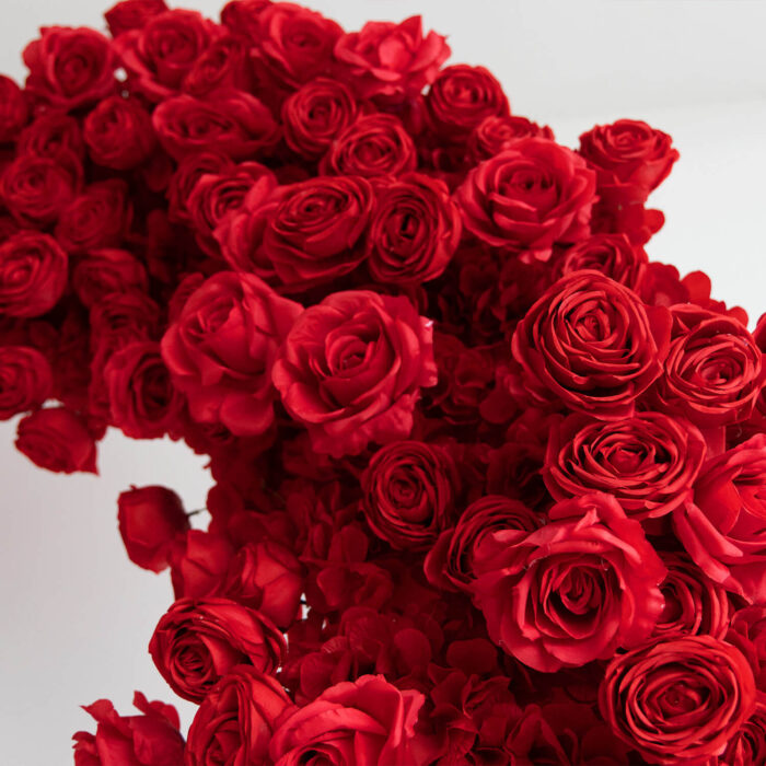 Heart-Shaped Red Rose Flower Wall for Anniversary and Wedding Decoration