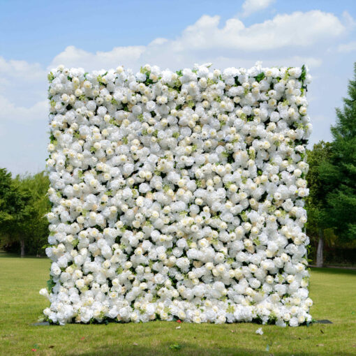 3D Artificial White Flower Wall for Elegant Wedding Decor