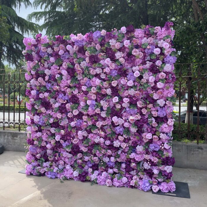 Luxurious 5D Purple Rose Wedding Backdrop Artificial Flower Wall