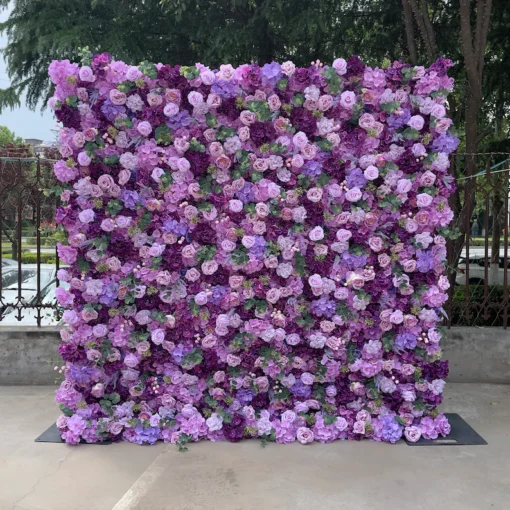 Luxurious 5D Purple Rose Wedding Backdrop Artificial Flower Wall
