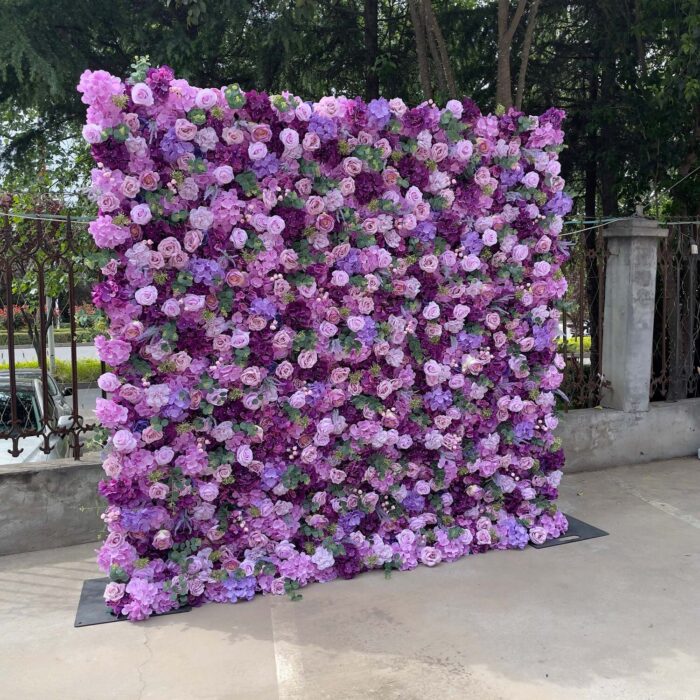 Luxurious 5D Purple Rose Wedding Backdrop Artificial Flower Wall