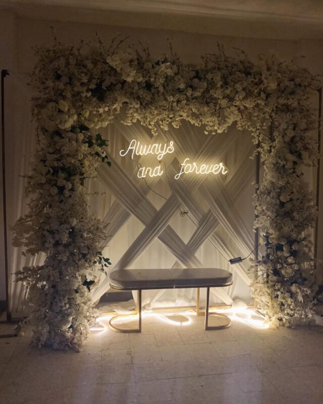 Romantic White Floral Garland Arch Wedding Backdrop for Elegant Ceremonies