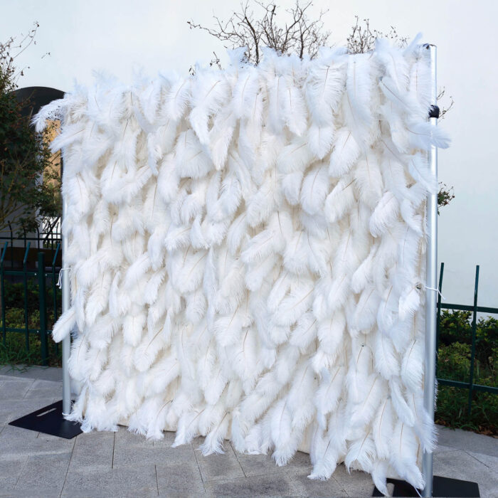 Soft White Feather Wedding Backdrop for Luxury Bridal Shower Decoration