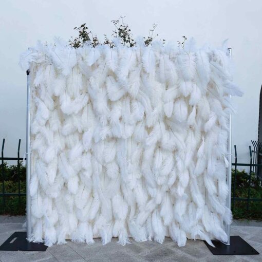 Soft White Feather Wedding Backdrop for Luxury Bridal Shower Decoration
