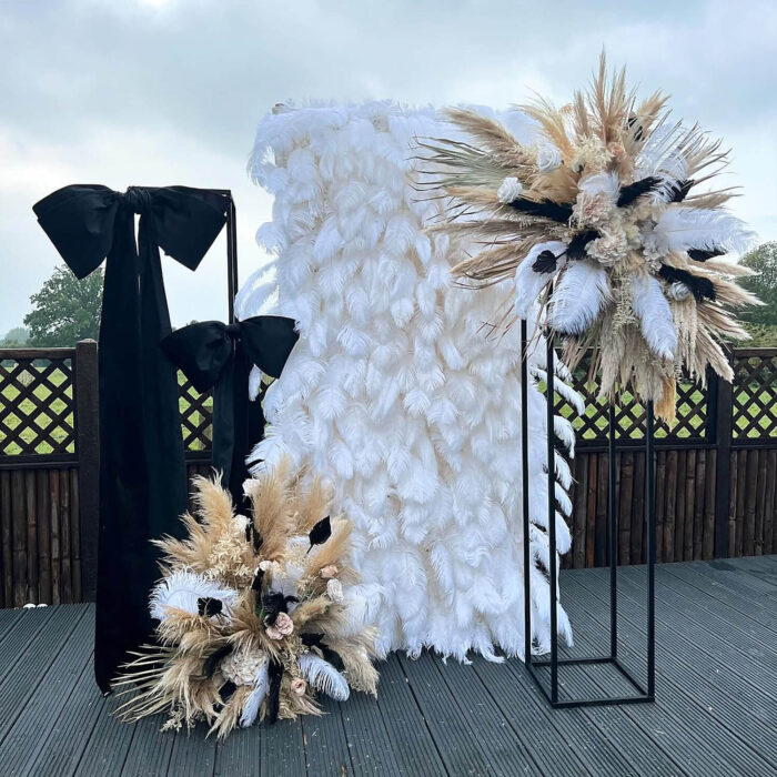 Soft White Feather Wedding Backdrop for Luxury Bridal Shower Decoration
