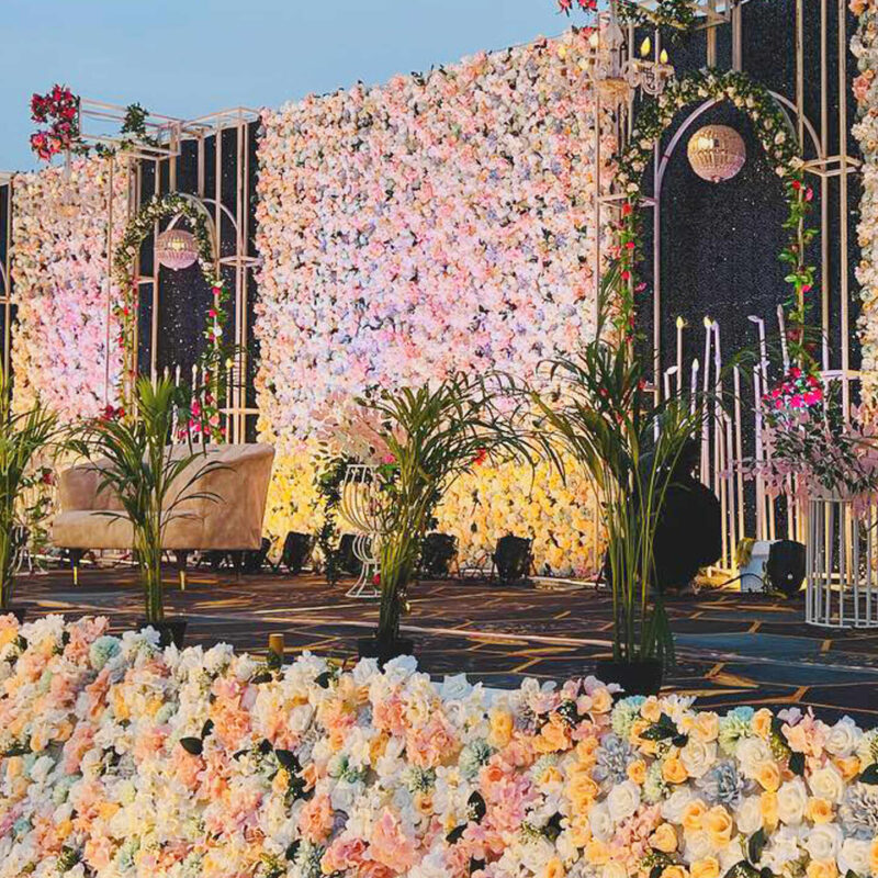 Stunning Artificial Pink Flower Wall Hanging for Movie Premiere Backdrop