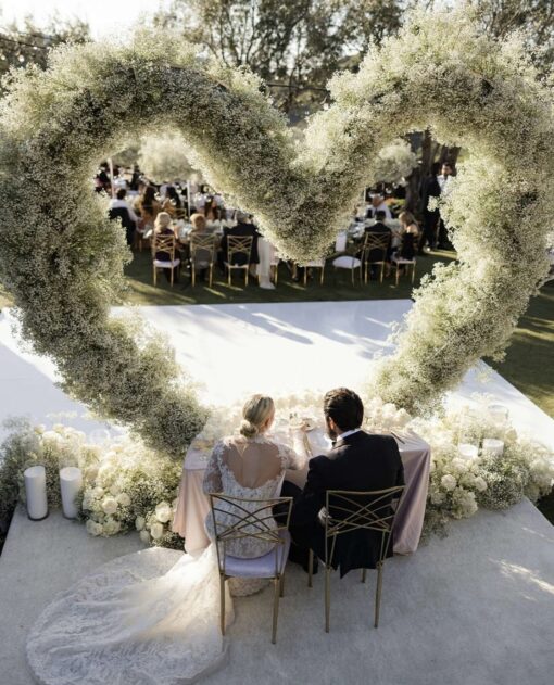 Timeless Heart-Shaped Arch Wedding Backdrop for a Rustic Outdoor Wedding