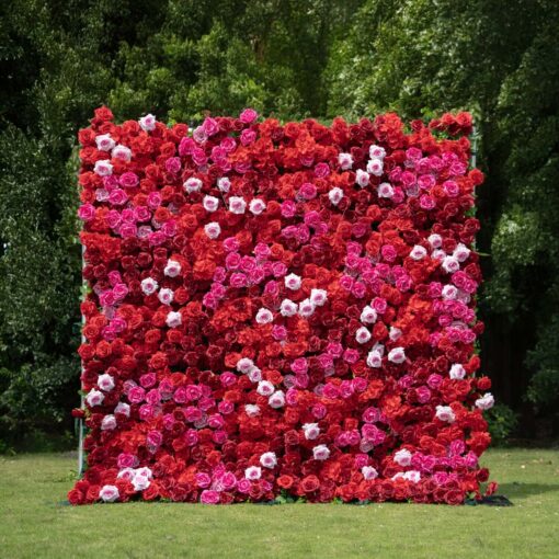 Valentine's Day Decor: Romantic 4D Red and Pink Rose Flower Wall