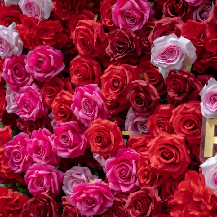 Valentine's Day Decor: Romantic 4D Red and Pink Rose Flower Wall