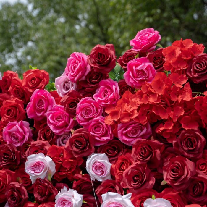 Valentine's Day Decor: Romantic 4D Red and Pink Rose Flower Wall