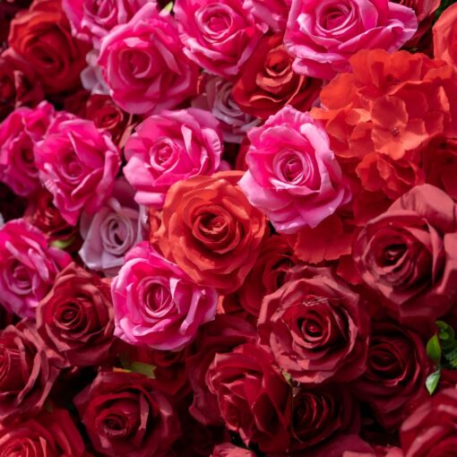 Valentine's Day Decor: Romantic 4D Red and Pink Rose Flower Wall