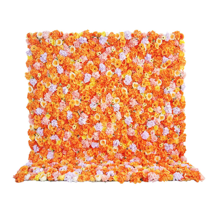 Vibrant Orange Florals Curtain-Style Wall - Perfect for Summer Party Decor!