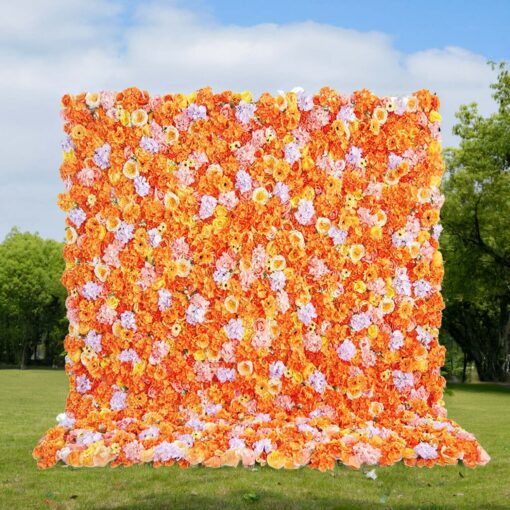 Vibrant Orange Florals Curtain-Style Wall - Perfect for Summer Party Decor!