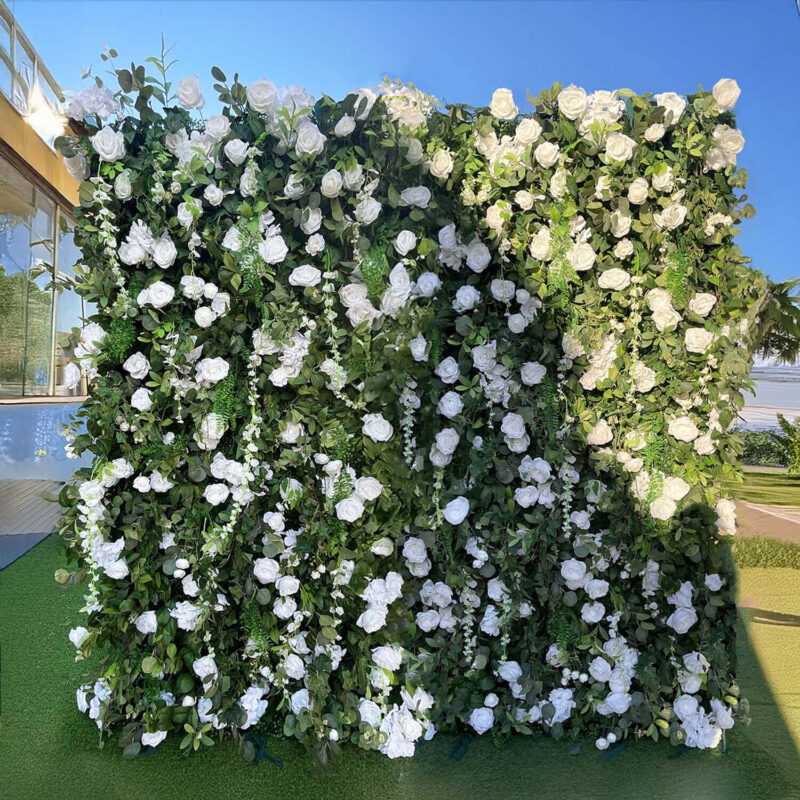 Artificial Flower Wall Backdrop — SKU 4D007