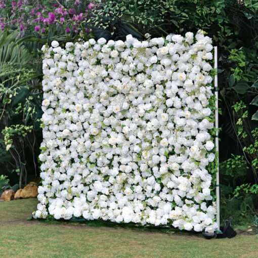 Elegant 3D Flower Wall for Parties with White Flowers