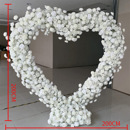 Enchanting Heart-Shaped Wedding Arch with White Star Roses and Layered Floral Depth