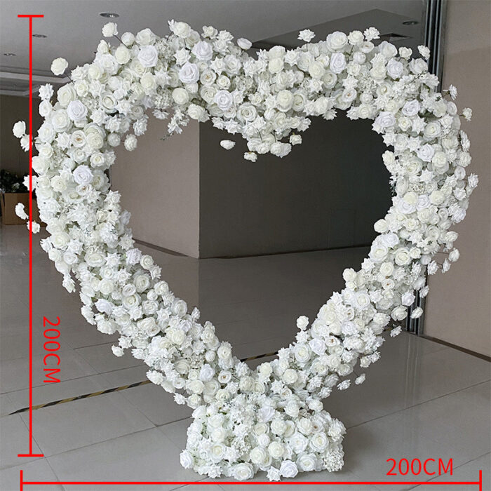 Enchanting Heart-Shaped Wedding Arch with White Star Roses and Layered Floral Depth