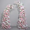 Floral Wedding Arch Decor in Baby Pink and White, Cloth Base, Perfect for Romantic Backdrops