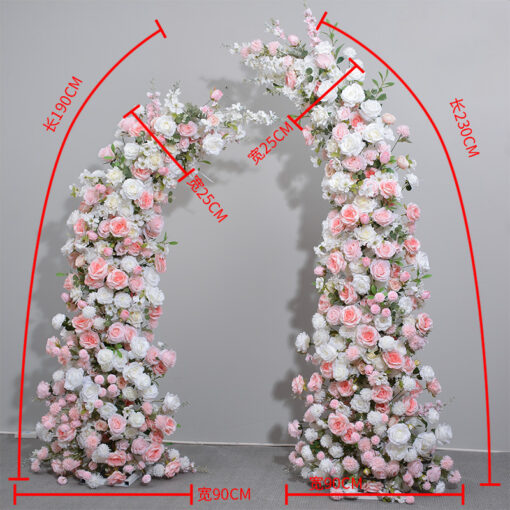 Floral Wedding Arch Decor in Baby Pink and White, Cloth Base, Perfect for Romantic Backdrops