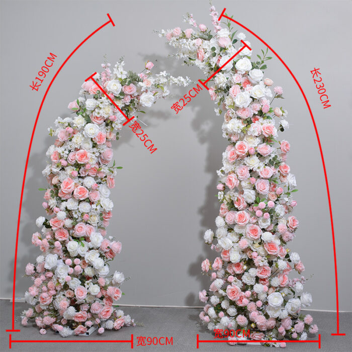 Floral Wedding Arch Decor in Baby Pink and White, Cloth Base, Perfect for Romantic Backdrops