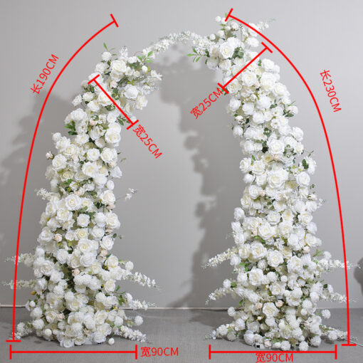 Romantic Wedding Arch Design with White Roses, Hyacinths, and Green Leaves for Stunning Ceremony Decor