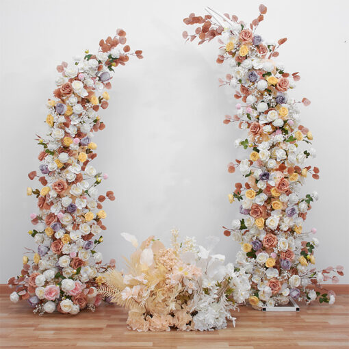 Vintage Blush & White Rose Wedding Arch, Fall Wedding Backdrop for Church and Event Decor