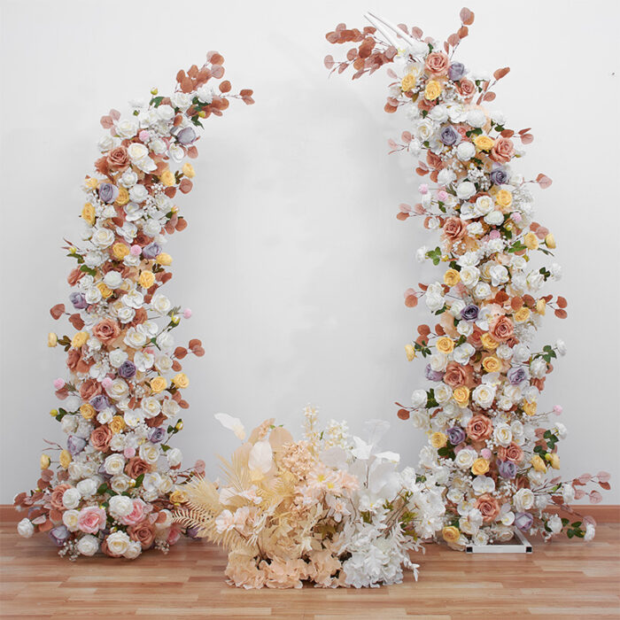 Vintage Blush & White Rose Wedding Arch, Fall Wedding Backdrop for Church and Event Decor