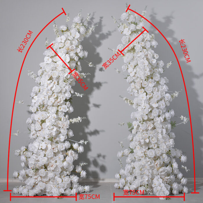 2Pcs White Phalaenopsis Rose Wedding Arch Flowers for Elegant Ceremony Backdrop Decoration