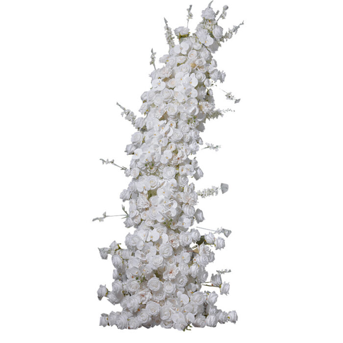 2Pcs White Phalaenopsis Rose Wedding Arch Flowers for Elegant Ceremony Backdrop Decoration