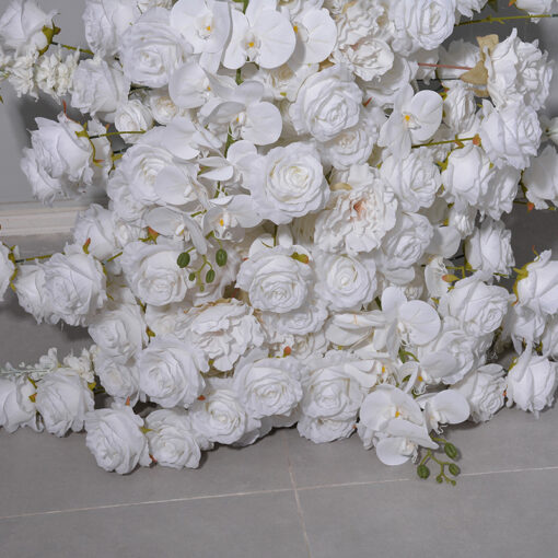 2Pcs White Phalaenopsis Rose Wedding Arch Flowers for Elegant Ceremony Backdrop Decoration